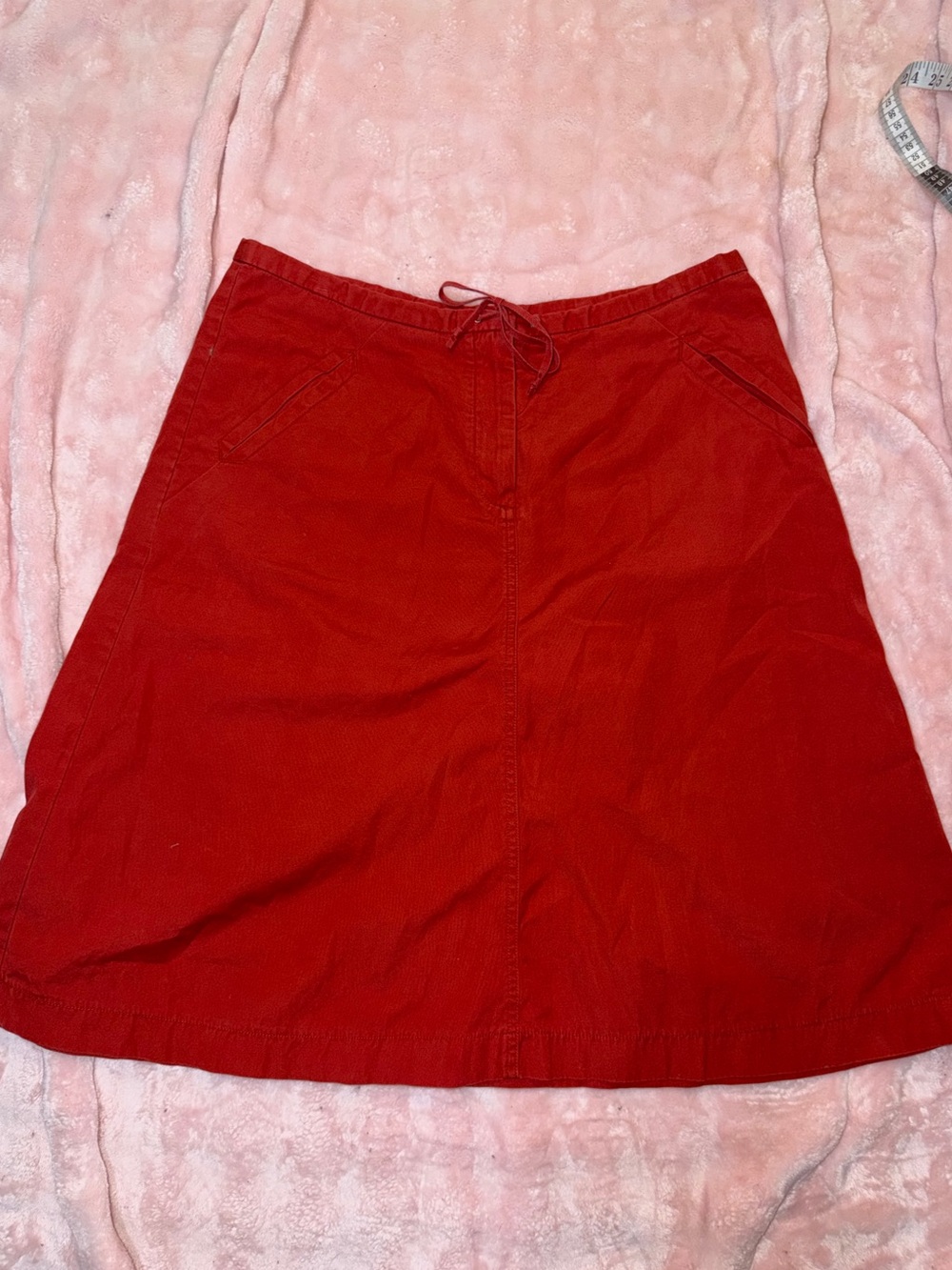 Vintage J. Crew Red 100% Cotton Skirt-Size 10-Olive Green Woven Label Era